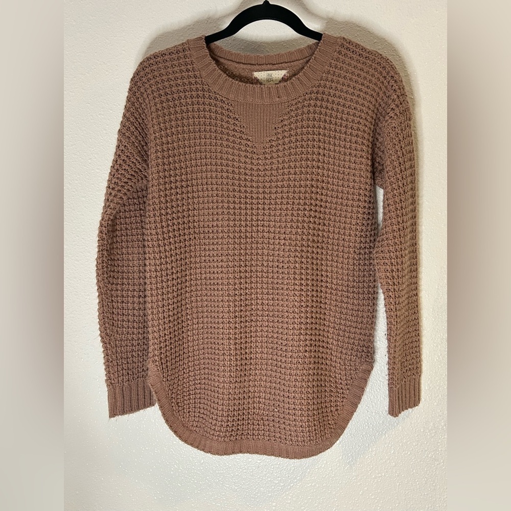 Pink Rose Mauve Pink Textured Knit Sweater Size Small